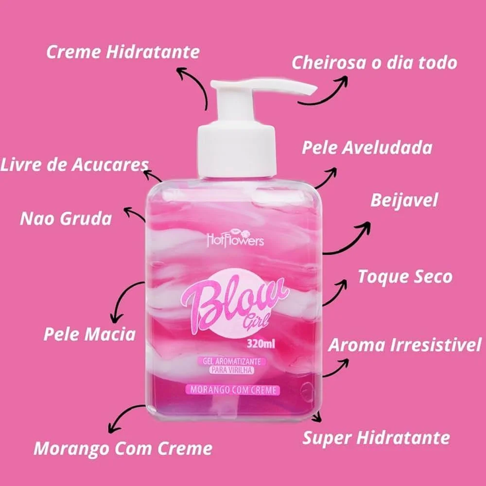 Blow Girl Morango com Creme - Gel Hidratante para Virilha 320ml