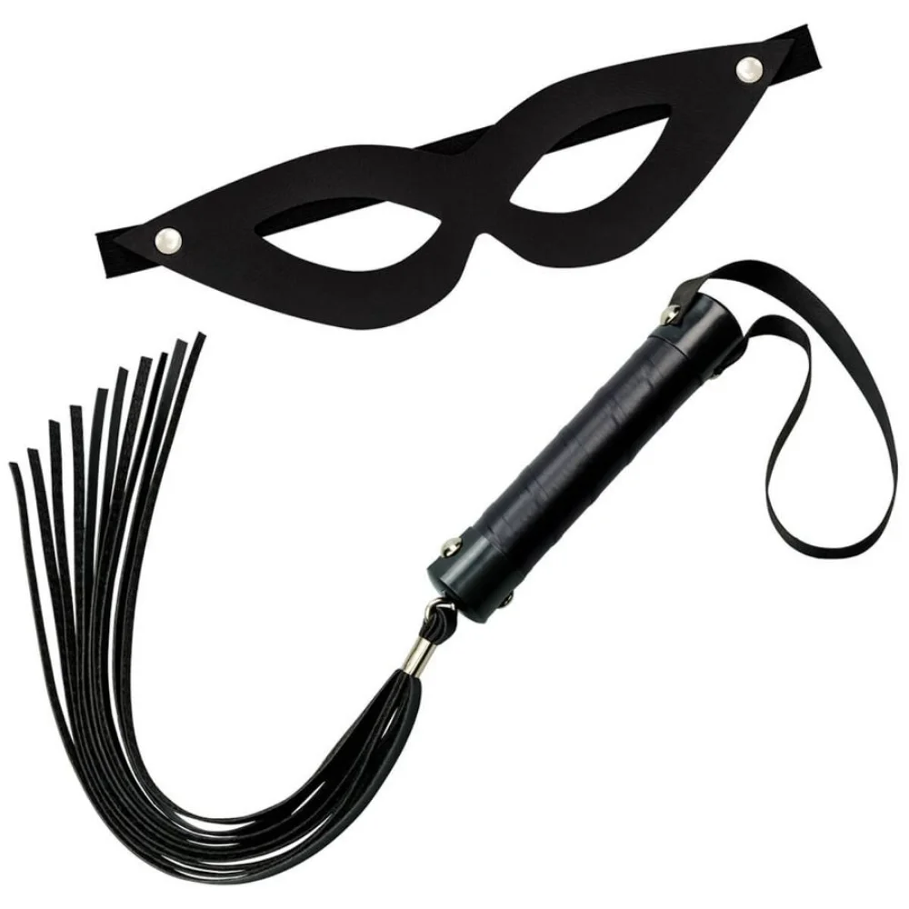 Kit 1 Chicote com 40 cm e Máscara Tiazinha Preto