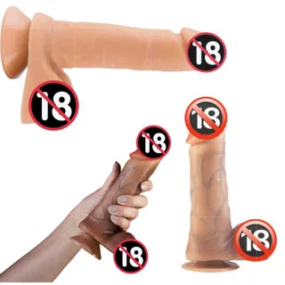 Pênis de Silicone Realístico Com Ventosa e Escroto Pinto Postiço Prótese