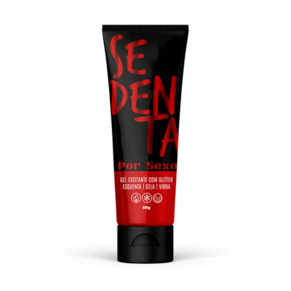 SEDENTA POR SEXO GEL COMESTÍVEL COM GLITTER 50G / ESQUENTA GELA E VIBRA