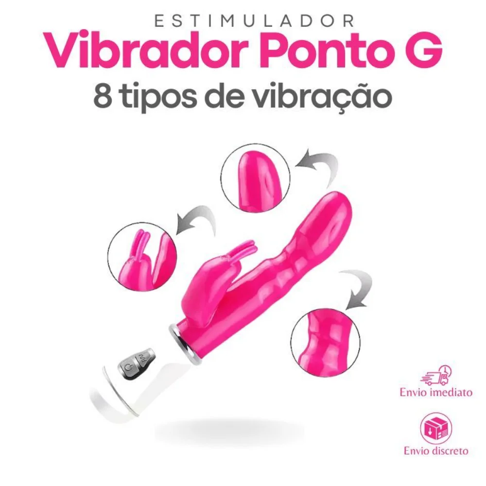 VIBRADOR FEMININO PONTO G COM PLUG LATERAL COM 8 FUNÇÕES